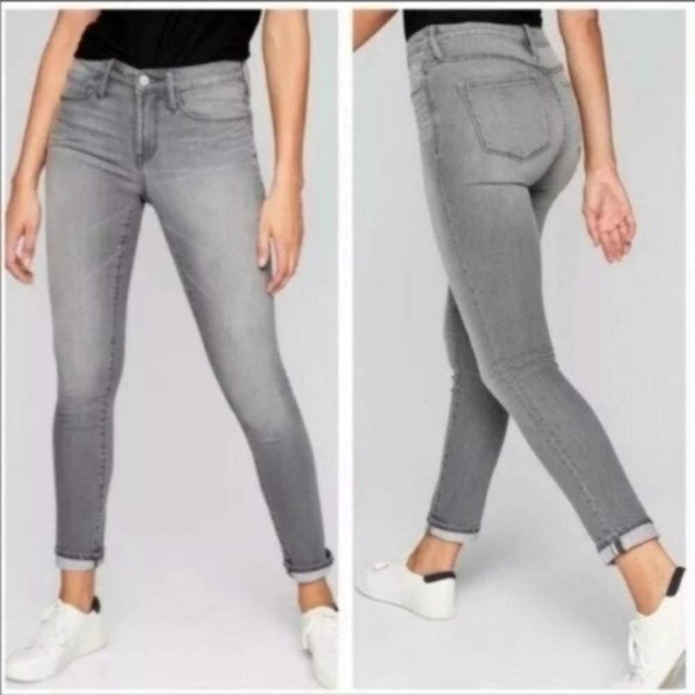 Athleta Gray Sculptek Ultra Skinny Jeans size 0 Cropped‎ High Rise 5 Pockets